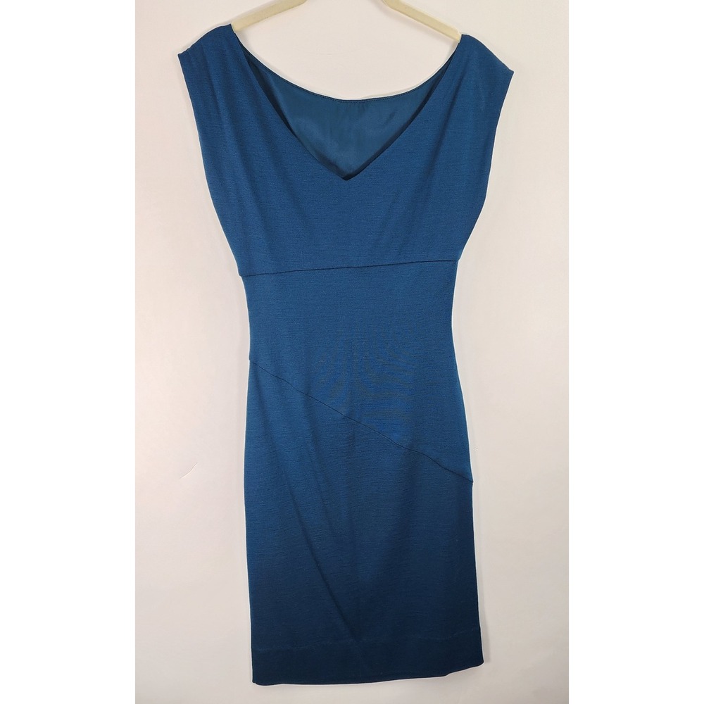 Diane Von Furstenberg Dress Women's 2 Teal Classic Slimming Wool Silk Blend
